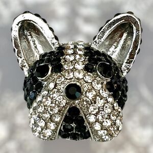 Funky Frenchie Brooch - Cute French Bulldog Pin with Shimmering Rhinestones